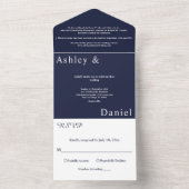 Elegant Simple Navy Blue White Luxury Chic Wedding All In One Einladung (Innen Boden)
