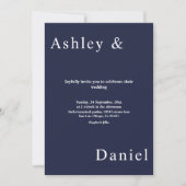 Elegant Simple Navy Blue White Luxury Chic Wedding Einladung (Vorderseite)