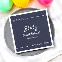 Elegant Simple Navy Blue White Modern Birthday Serviette