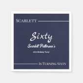 Elegant Simple Navy Blue White Modern Birthday Serviette (Vorderseite)