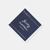 Elegant Simple Navy Blue White Modern Birthday Serviette (Ecke)