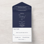 Elegant Simple Navy Blue White Modern Chic Wedding All In One Einladung (Innen Boden)