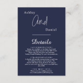 Elegant Simple Navy Blue White Modern Chic Wedding Begleitkarte (Vorderseite)