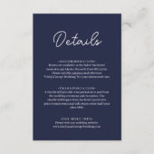 Elegant Simple Navy Blue White Modern Chic Wedding Begleitkarte (Vorderseite)