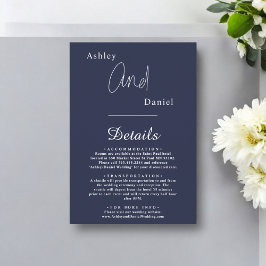 Elegant Simple Navy Blue White Modern Chic Wedding Begleitkarte