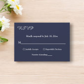 Elegant Simple Navy Blue White Modern Chic Wedding RSVP Karte