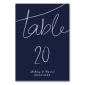 Elegant Simple Navy Blue White Modern Chic Wedding Tischnummer (Rückseite)