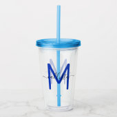 Elegant Simple Navy Blue White Monogram Acryltrinkbecher (Vorderseite)