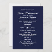 Elegant Simple Navy Blue White Wedding Einladung (Vorderseite)