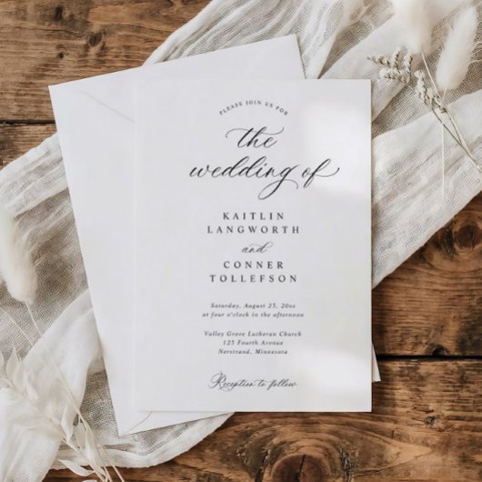 Elegant Simple Old Money Black and White Wedding Einladung