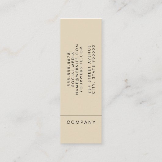 Elegant Simple Olive Green und Beige Mini Visitenkarte (Rückseite)