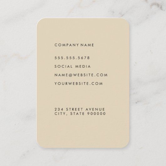 Elegant Simple Olive Green und Beige Visitenkarte (Rückseite)