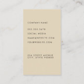 Elegant Simple Olive Green und Beige Visitenkarte (Rückseite)