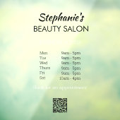 Elegant Simple Opening Hrs Beauty Salon QR Code Fensteraufkleber (Blatt 3)