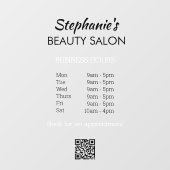 Elegant Simple Opening Hrs Beauty Salon QR Code Fensteraufkleber (Blatt)