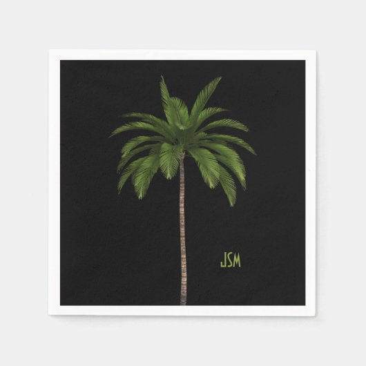 Elegant Simple Palm Tree Tropical Beach Monogram Serviette (Vorderseite)