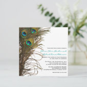 Elegant Simple Peacock Feathers Wedding Einladung (Stehend Vorderseite)
