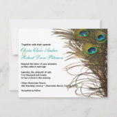 Elegant Simple Peacock Feathers Wedding Einladung (Vorderseite)