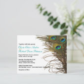 Elegant Simple Peacock Feathers Wedding Einladung (Stehend Vorderseite)