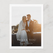 Elegant Simple Photo Wedding Thank You Postkarte (Vorderseite)