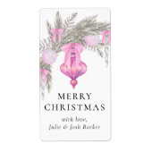 Elegant Simple Pink Bow Weihnachten Botanisch (Vorne)