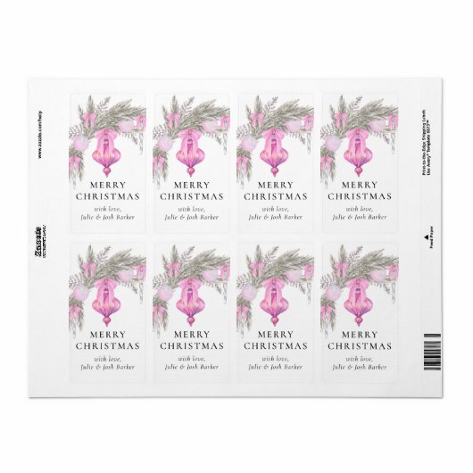 Elegant Simple Pink Bow Weihnachten Botanisch (Vorne)