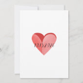 Elegant Simple Pink Heart Wedding Invitation Einladung (Rückseite)