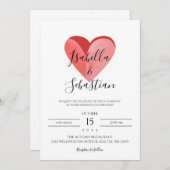 Elegant Simple Pink Heart Wedding Invitation Einladung (Vorne/Hinten)