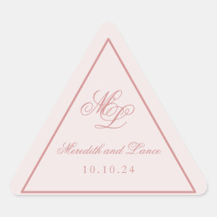 Elegant Simple Pink Monogram Dreieckiger Aufkleber