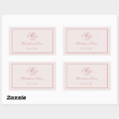 Elegant Simple Pink Monogram Rechteckiger Aufkleber (Blatt)
