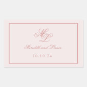 Elegant Simple Pink Monogram Rechteckiger Aufkleber (Vorderseite)