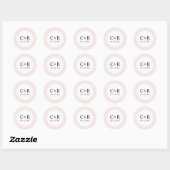 Elegant Simple Pink Wedding Monogram Runder Aufkleber (Blatt)