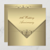 Elegant Simple Pure Gold 50. Hochzeitstag Einladung (Vorne/Hinten)