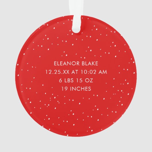 Elegant Simple Red Foto Baby's First Christmas Ornament (Rückseite)