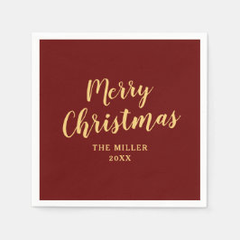 Elegant Simple Red Merry Christmas Serviette
