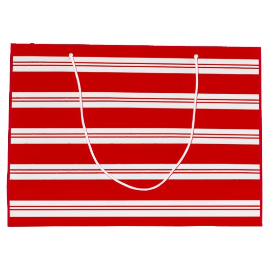 Elegant Simple Red Peppermint Candy Cane Stripes Große Geschenktüte (Rückseite)