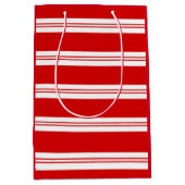 Elegant Simple Red Peppermint Candy Cane Stripes Mittlere Geschenktüte (Vorderseite)