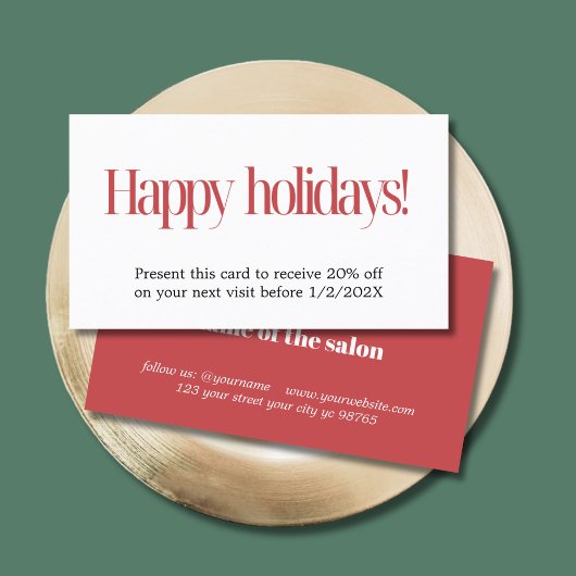 Elegant Simple Red White Bold Holiday Coupon