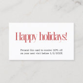 Elegant Simple Red White Bold Holiday Coupon (Vorderseite)