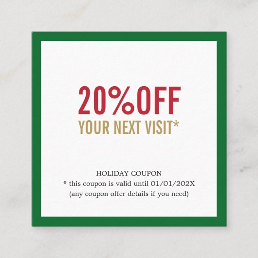 Elegant Simple Red White Green Beauty Salon Rabattkarte (Vorderseite)