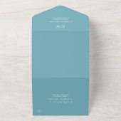 Elegant Simple Retro Blue mit Monogram Wedding All In One Einladung (Außenbereich)
