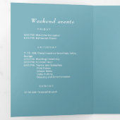 Elegant Simple Retro Blue mit Monogram Wedding Dreifach-gefaltete Programmkarte (Innen Erste Seite)