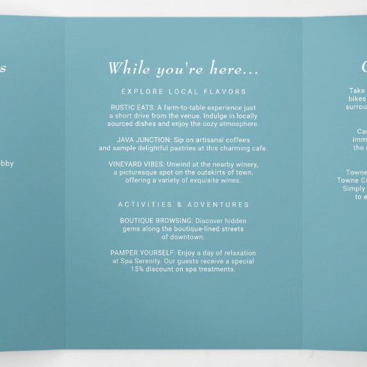 Elegant Simple Retro Blue mit Monogram Wedding Dreifach-gefaltete Programmkarte (Innenseite Mitte)