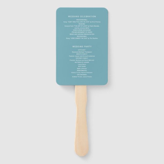 Elegant Simple Retro Blue mit Monogram Wedding Fächer (Rückseite)