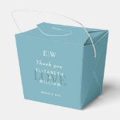 Elegant Simple Retro Blue mit Monogram Wedding Geschenkschachtel (Rückseite)