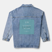 Elegant Simple Retro Blue mit Monogram Wedding Jeansjacke (Rückseite)