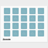 Elegant Simple Retro Blue mit Monogram Wedding Quadratischer Aufkleber (Blatt)