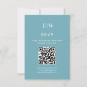 Elegant Simple Retro Blue mit Monogram Wedding RSVP Karte (Vorderseite)