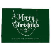 Elegant Simple Retro Chic Green Frohe Weihnachten Große Geschenktüte (Rückseite)