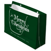 Elegant Simple Retro Chic Green Frohe Weihnachten Große Geschenktüte (Vorderseite Schrägansicht)